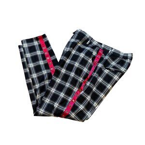 Hot Topic Black White Plaid Pants With Red Snap Accents Streetwear Large